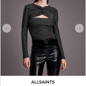 ALLSAINTS caelum black glitter top